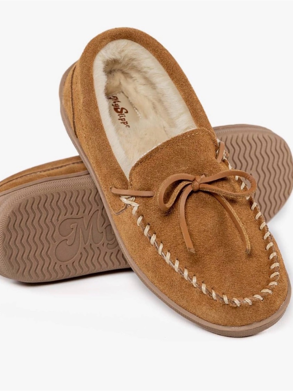 Men's Suede Moccasin Slipper - Chestnut Brown